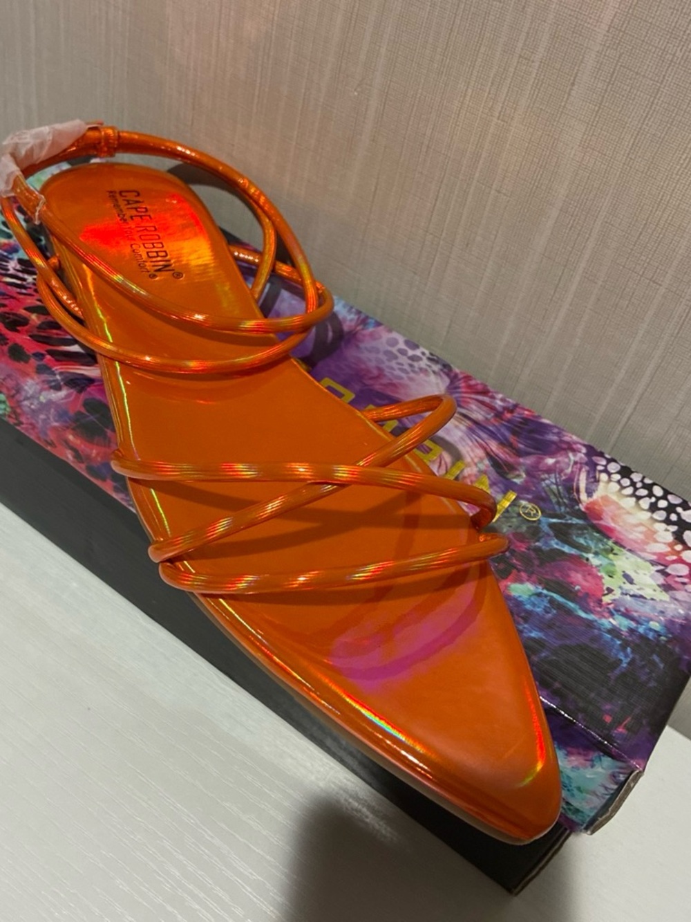Cape Robbin Orange Multi-Strap Pointed Toe Sandal